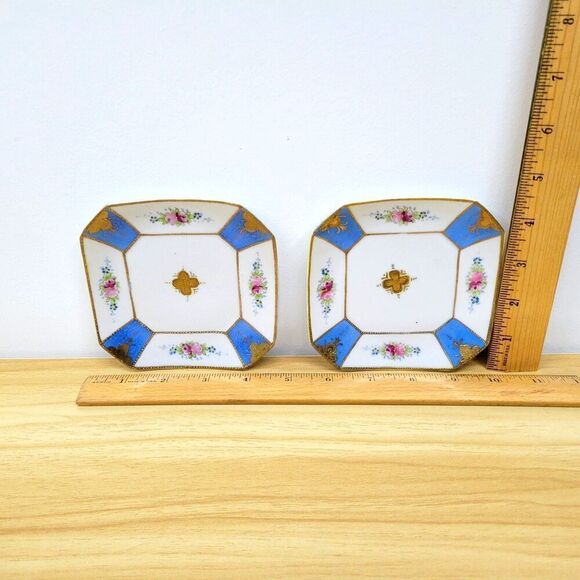 Vintage Rosenthal Ornate Square Floral Plates.Pair - Picture 10 of 12